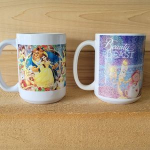 Disney Set of 2 Collectible Coffee Mugs, Beauty and the Beast full sized cups
